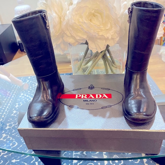 COPY - COPY - COPY - COPY - Prada black toddler boots. Size 24.